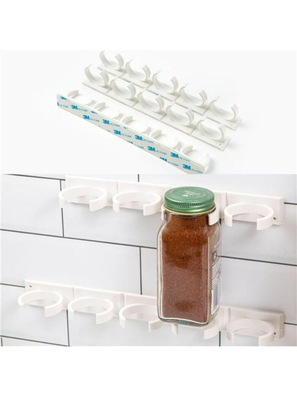 spice rack clips holds 15 jars cabinet door pantry rv kitchen organizer Adhesive